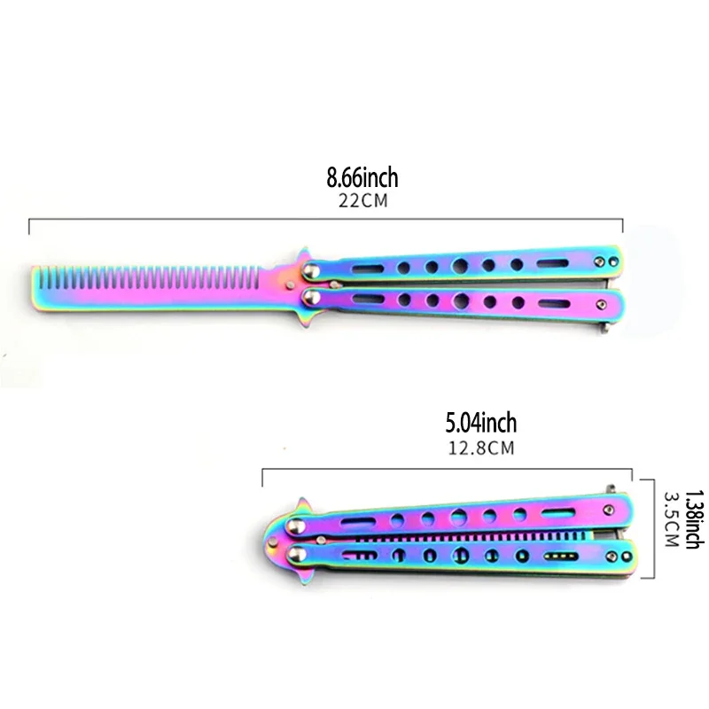 Foldable Butterfly Knife Style Comb Stainless Steel Beard Moustache Brush Salon Hairdressing Styling Tool 1PCS