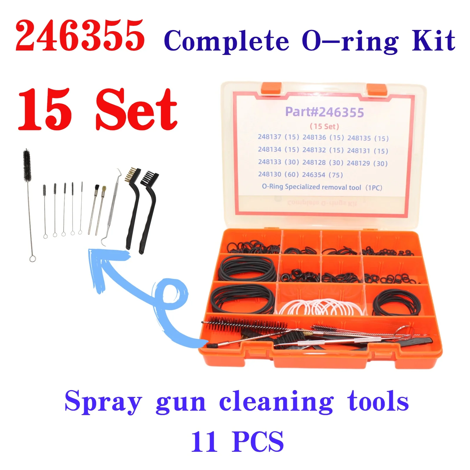 Aftermarket 15 sets 246355 Complete O-ring Kit for Fusio Air Purge AP Spray Gun