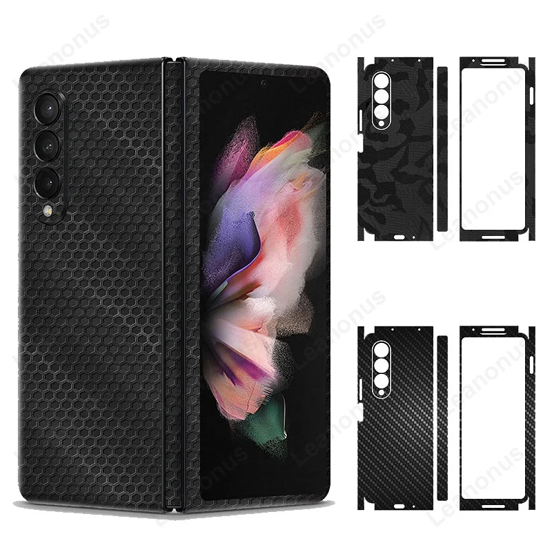 

3D рельефный чехол для Samsung Galaxy Z Складной флип 5 4 3 2 наклейка из углеродного волокна камуфляжная Защитная пленка для задней крышки матовая наклейка