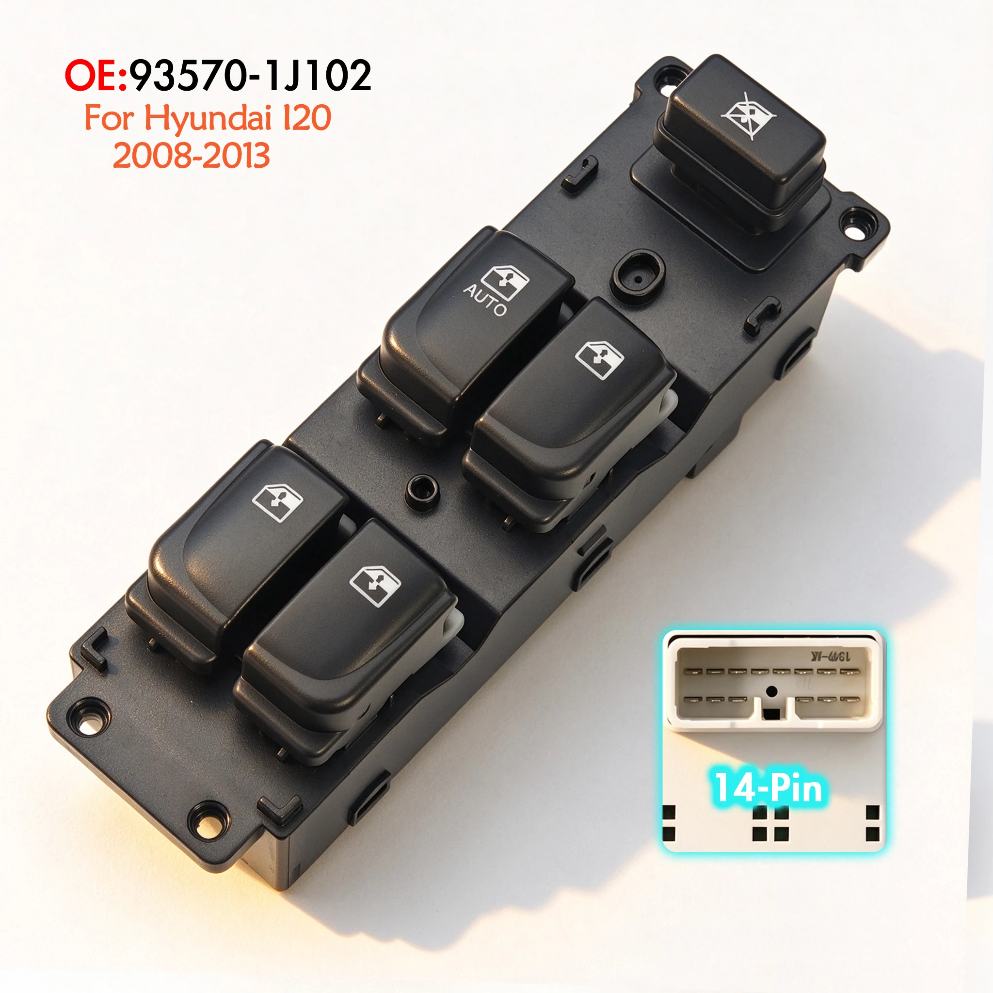 93570-1J102 For Hyundai i20 2008-2015,Front Left Driver Side Electric Master Power Window Switch Glass Lifter Control Button