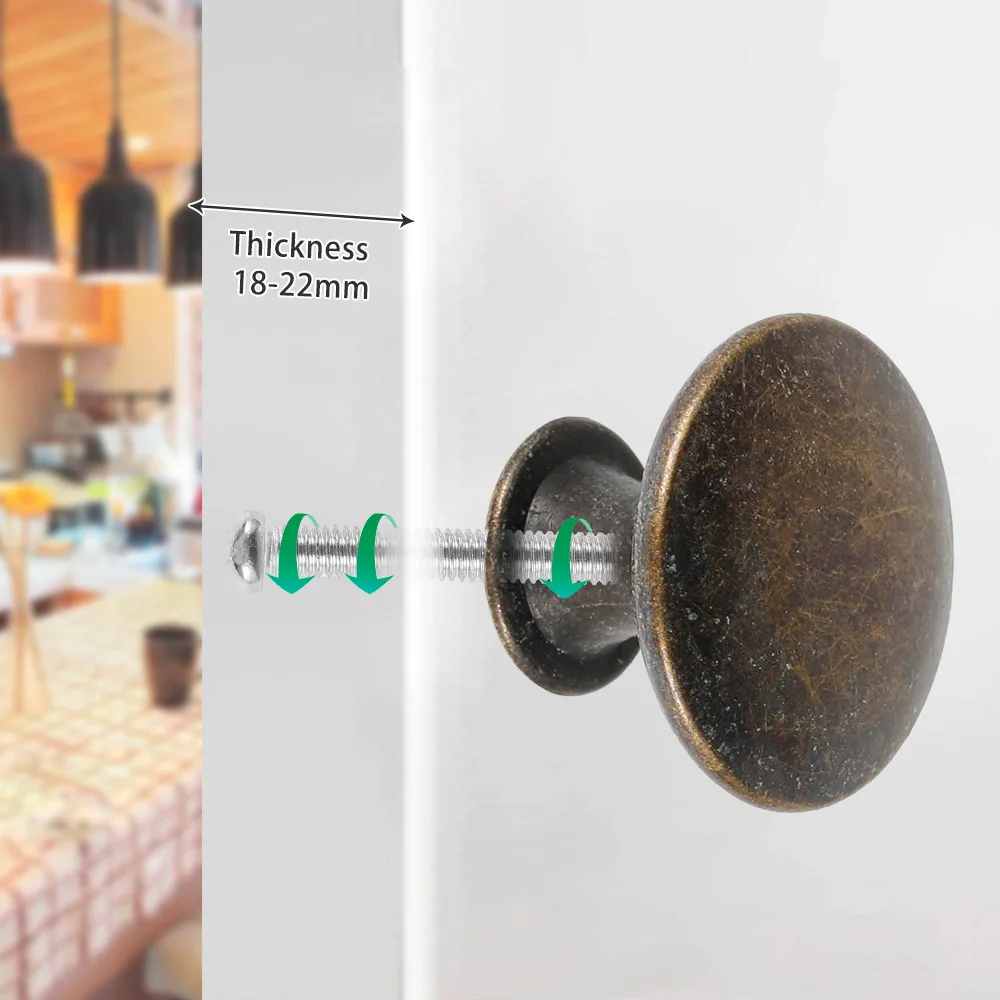 12 шт., винтажная ручка для ящика, круглая ручка из цинкового сплава, дверная ручка для мебели, кухонного шкафа, шкафа, гардероба