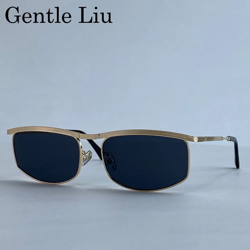 Oversized Rectangle Punk Sunglasses Men 2026 Luxury Brand Vintage Metal Frame Sun Glasses for Male Eyewear Outdoor UV400 Shades