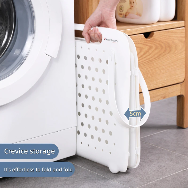 Wall-mounted Portable Laundry Basket Clothing Toy Storage Basket High Value Hollow Breathable Large Folding Dirty Clothes Basket