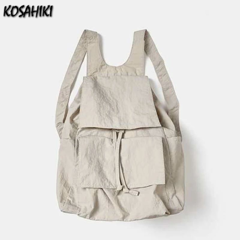 Simple Solid Casual All Match Backpacks Women Students Y2k Aesthetic Casual Schoolbags 2024 New Fashion Ins Trendy Bags Japanese