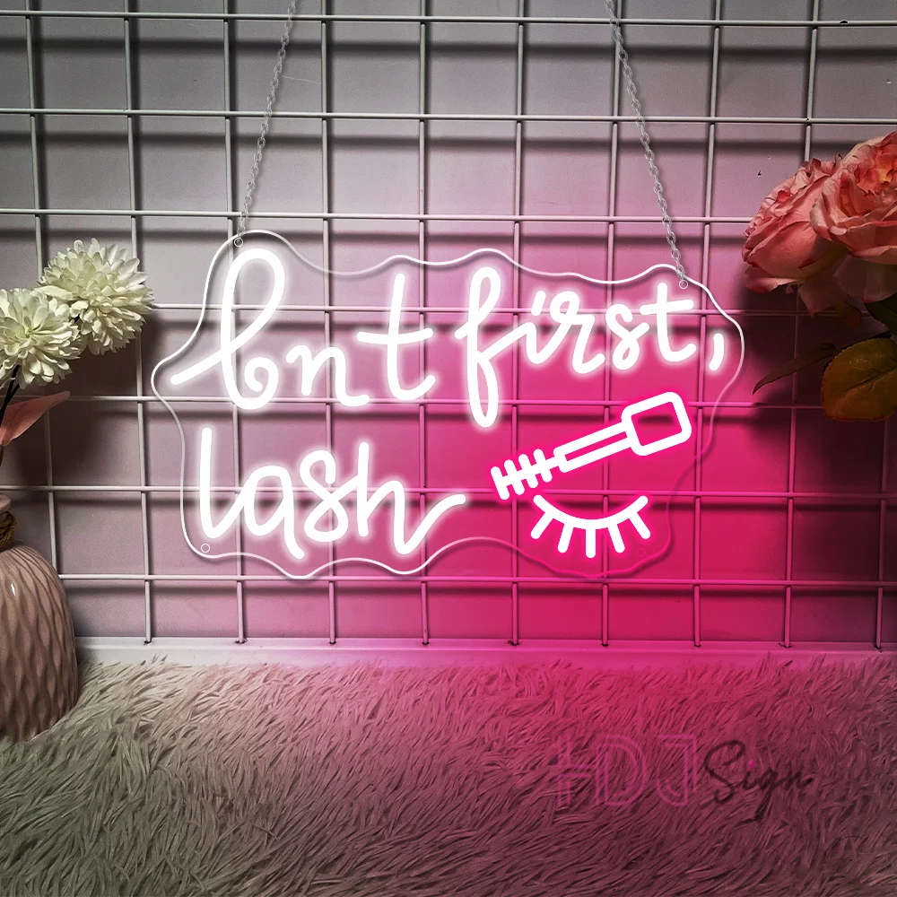 Но First Lash Neon Led Sign Lashes Beauty Solon Wall Art Room Decor Неоновые светодиодные фонари USB Shop Украшение для деловых Фото №2
