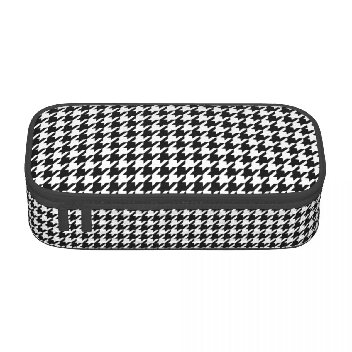 Astuccio per matite Kawaii a scacchi in bianco e nero pied de poule personalizzato astuccio per matite geometrico Dogstooth di grande capacità