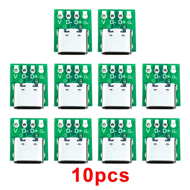10Pcs Type-C USB 3.1 Connector 16 Pin Test PCB Board Adapter TYPE C Female Socket For Data Line Wire Cable Transfer DIY