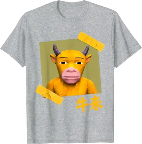 Lustiges NIU Lai Chinesisches Kuh-Internet-Humor-Meme Gen Z T-Shirt Y2k-Kunst NIU Lai Moo Niedliches Weiches Baumwoll-T-Shirt Streetwear-Tee – Detail 11