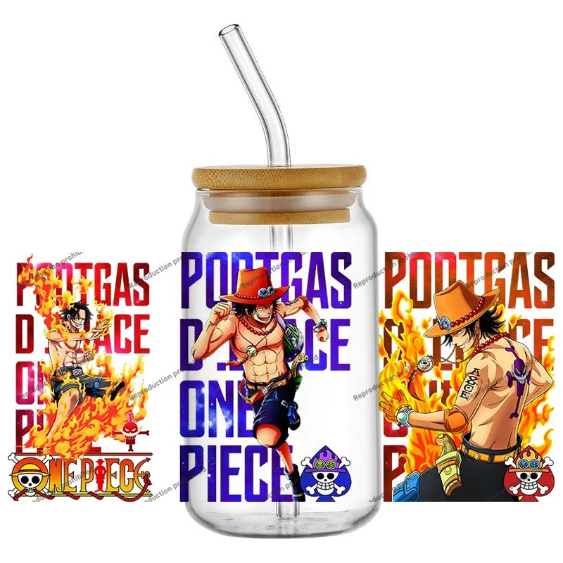 Hotsale 30 One Piece Poster Anime 16oz UV DTF 3D Transfer Cartoon Sticker Wrap Decals For Glass Can Cup Craft DIY Creative