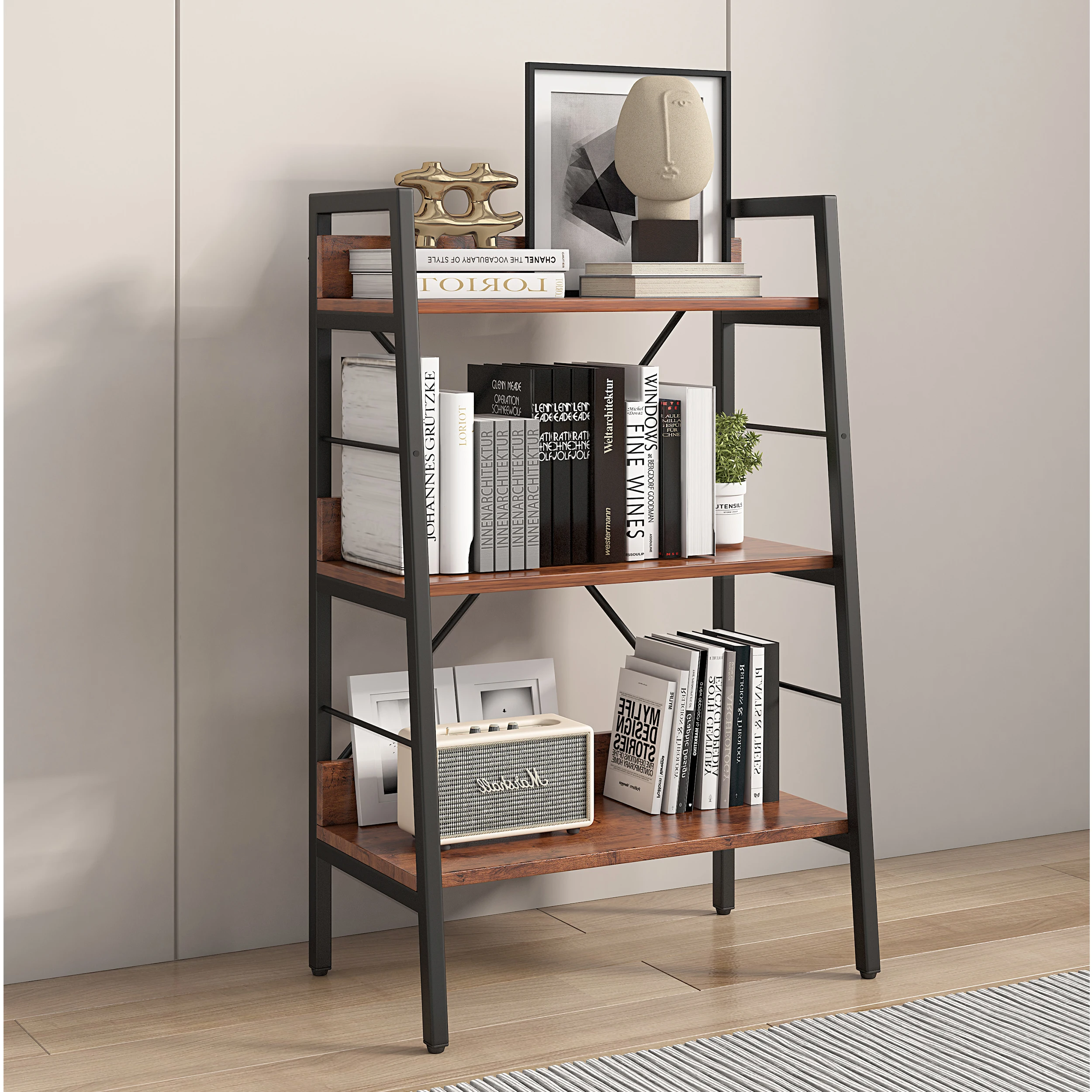 3 LAYER DISPLAY Bookshelf H Ladder Shelf Storage Shelves Rack Shelf Unit METAL FRAME, Tigger, 1 pc per carton