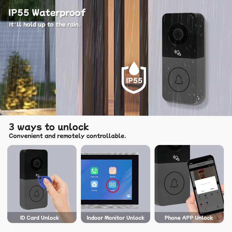 2025 Latest WiFi Doorbell Camera with 10 Inch Screen Video Door Phone Unlock 4-Wire AHD Tuya Smart Doorbell Video Intercom