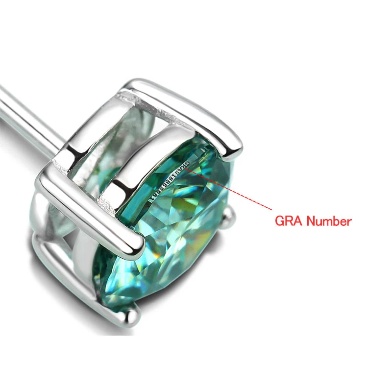 HORRIPAL Green Moissanite Earring 4 Prongs Classic Trendy Lab Grown Diamond with GRA Certified 925 Sliver Earrings for Women Man
