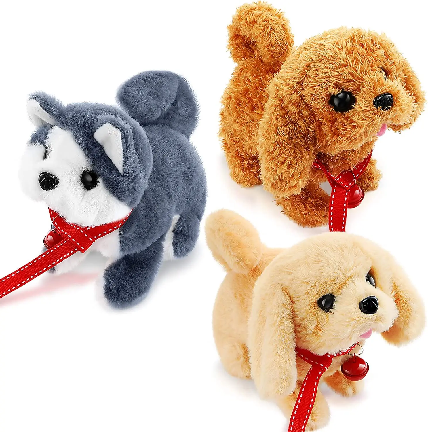 Juguetes de peluche de simulación eléctrica para niños, perro interactivo, Robot, caminar, ladrar, cola, Wagging, regalo de cumpleaños y Navidad,