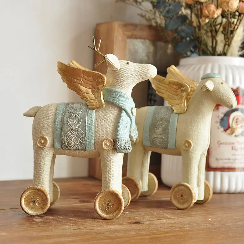 Foreign trade, countryside, cute deer, lamb, angel garden, terrace, interesting scene decorations