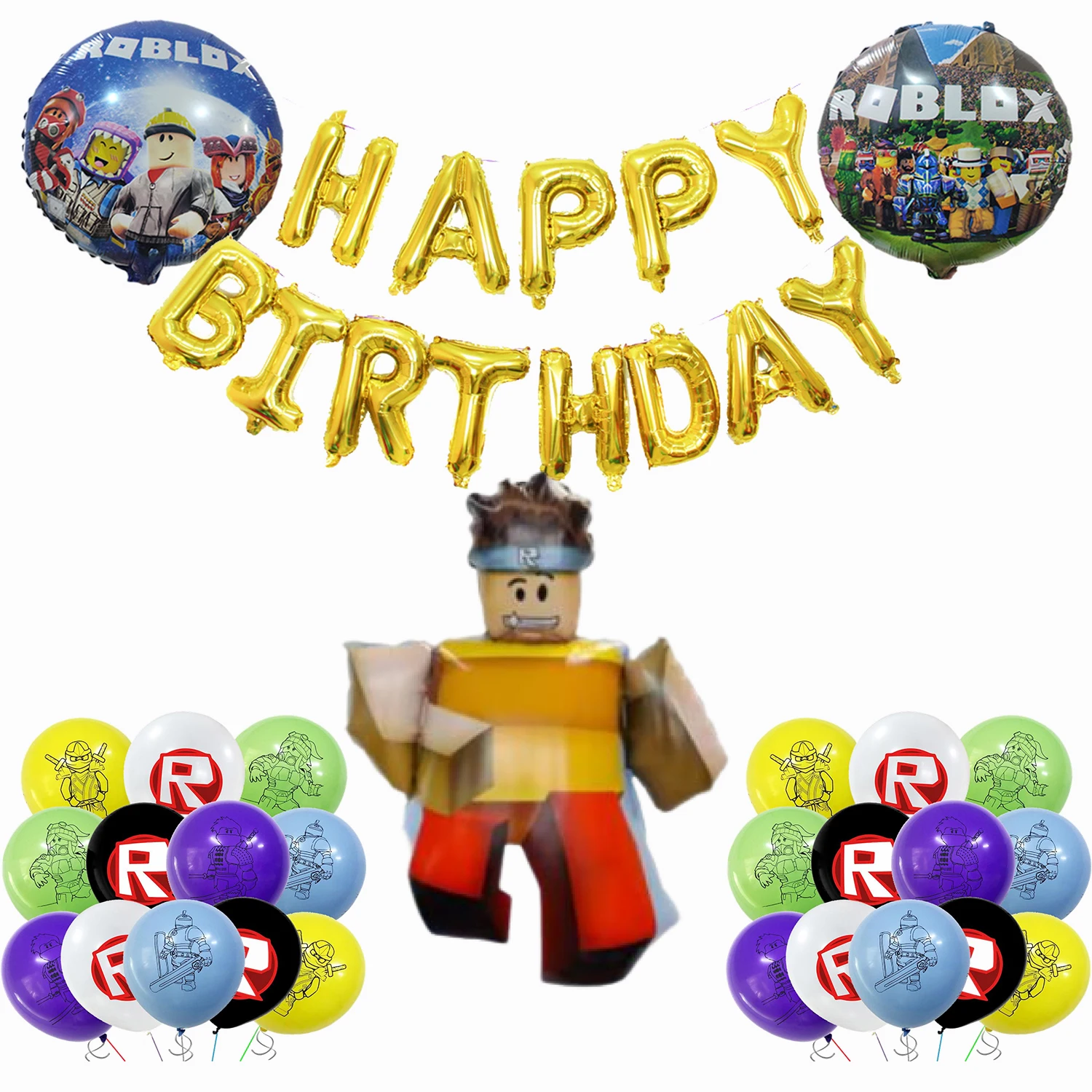 Roblox 생일 파티 풍선 라텍스 알루미늄 필름 풍선 세트 어린이를위한 베이비 샤워 생일 파티 장식 용품 선물