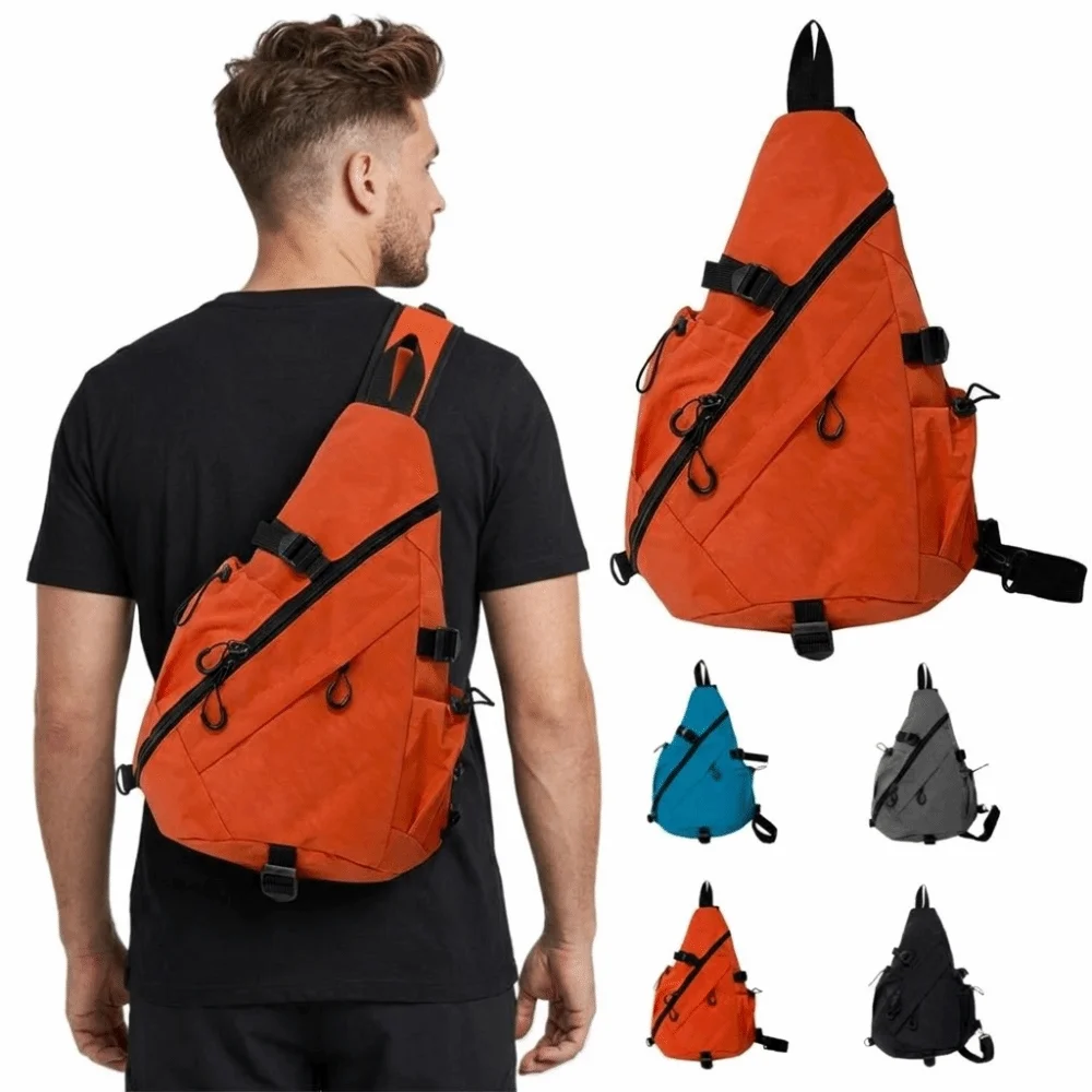 Oxford Cloth Men's Chest Bag Large Capacity Solid Color Shoulder Bag Multiple Pockets Waterproof Crossbody Bag Multifunctional