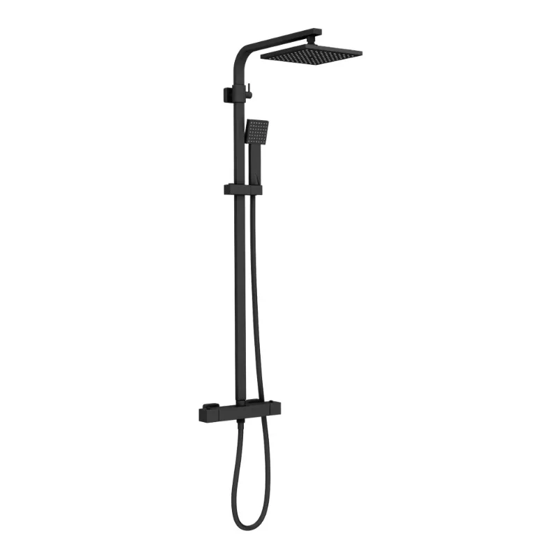 

Square Bathroom Shower Set with SUS304 Stainless Steel Thermostatic Rainfall Chrome-Finished Brass Shower Faucet