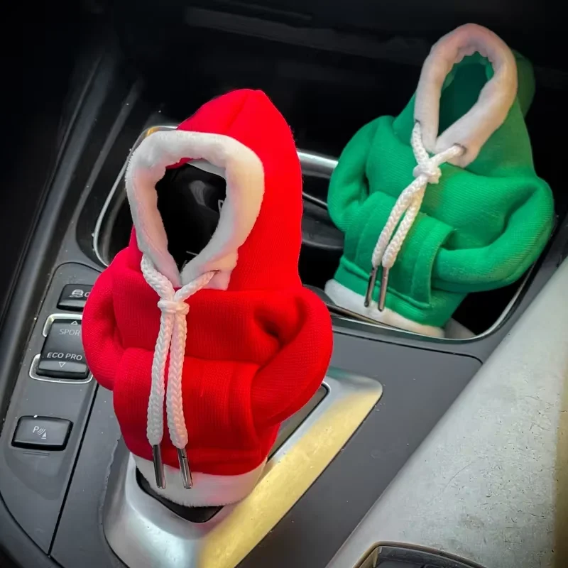 Santa Claus Car Gear Shift Knob Hoodie Manual Handle Speed Lever Change Sweatshirt Cover Car Gearshift Knob Cover Auto Christmas