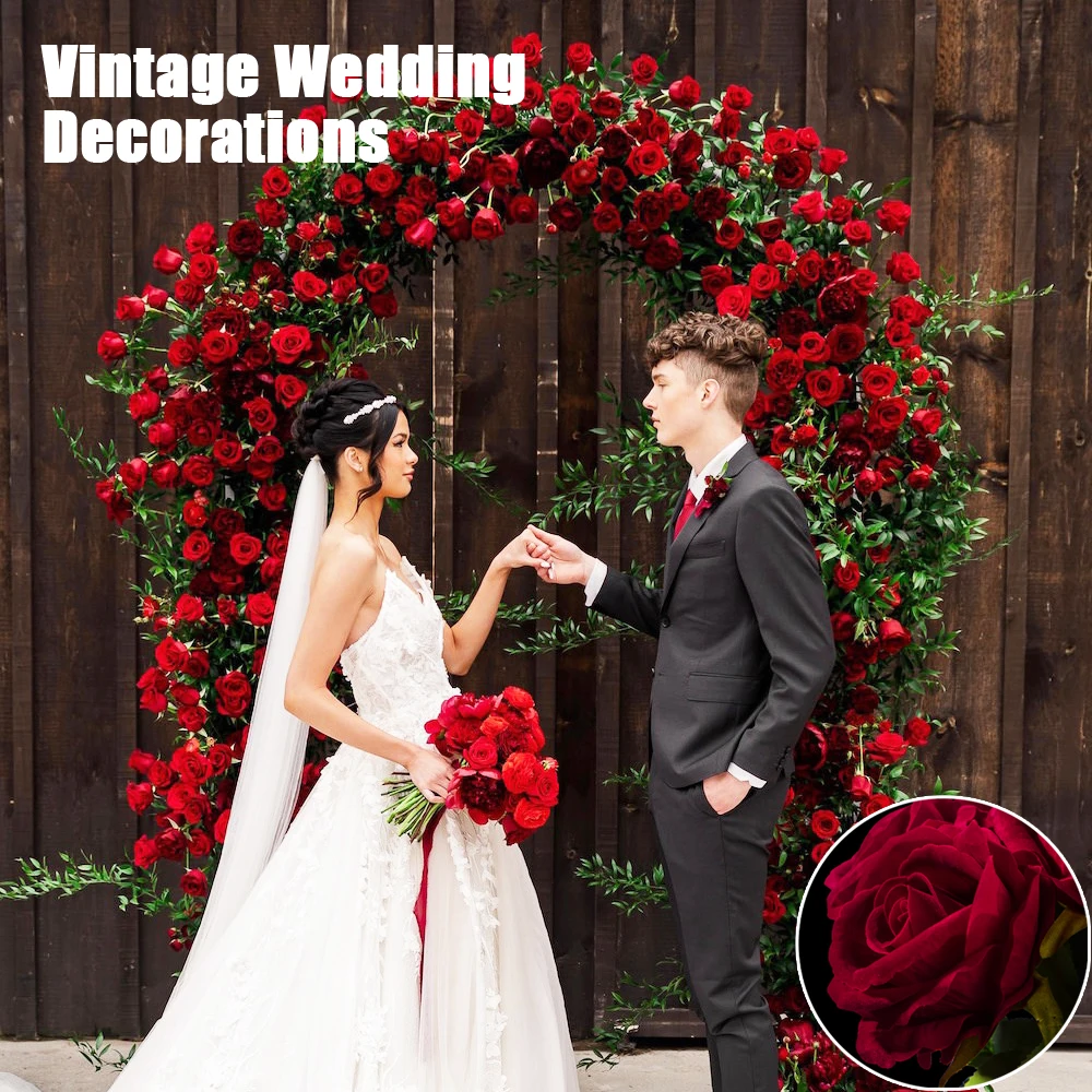 36-120Pcs Artificial Roses Velvet Silk Roses Red Roses Fake Rose for Wedding Decor Valentine\'s Day Mohter\'s Day Bridal Bouquet