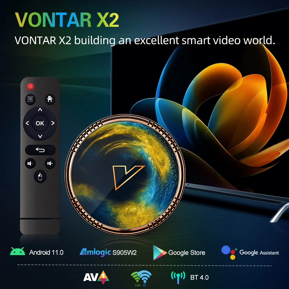 VONTAR X2 Smart TV Box Android 11 Amlogic S905W2 4GB 64GB Support 4K 60fps AV1 2.4&5G Wifi BT4.0 Media Player 2G16G Set Top Box