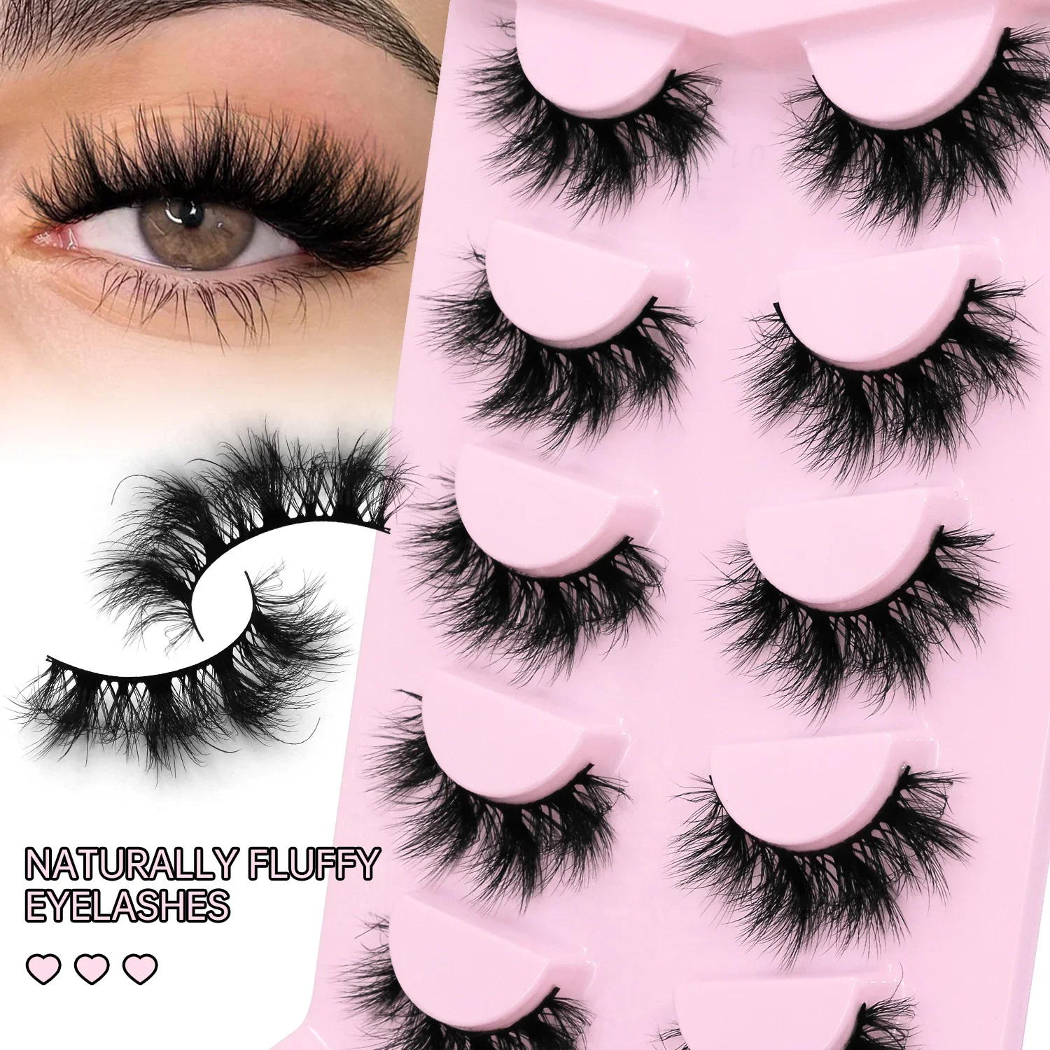 GROINNEYA つけまつげ キャットアイ ふわふわ フェイクミンクまつげ ウィスピーまつげ ナチュラルふわふわ 3Dミンクつけまつげ メイクアップ