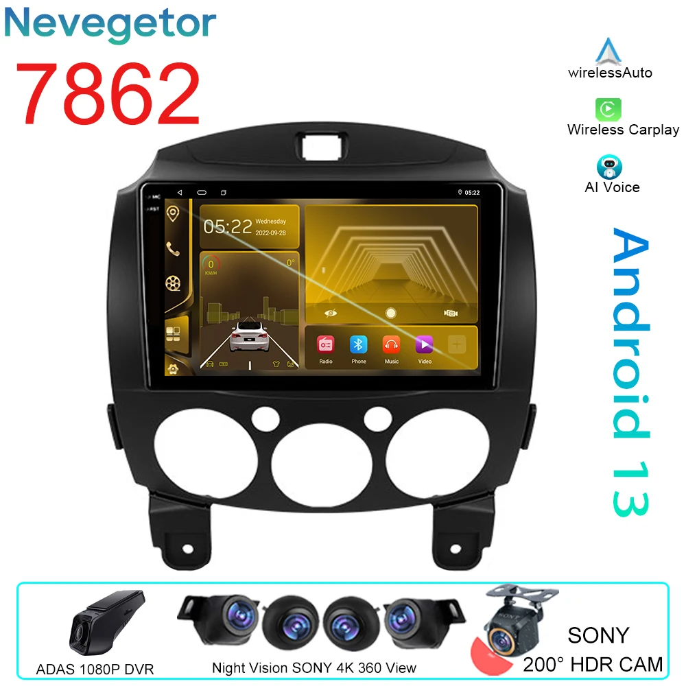 

Car Android For Mazda 2 DE 2007 - 2014 Video Player Unit WIFI Auto Radio GPS 4G Navigation Multimedia Stereo Carplay No 2din DVD