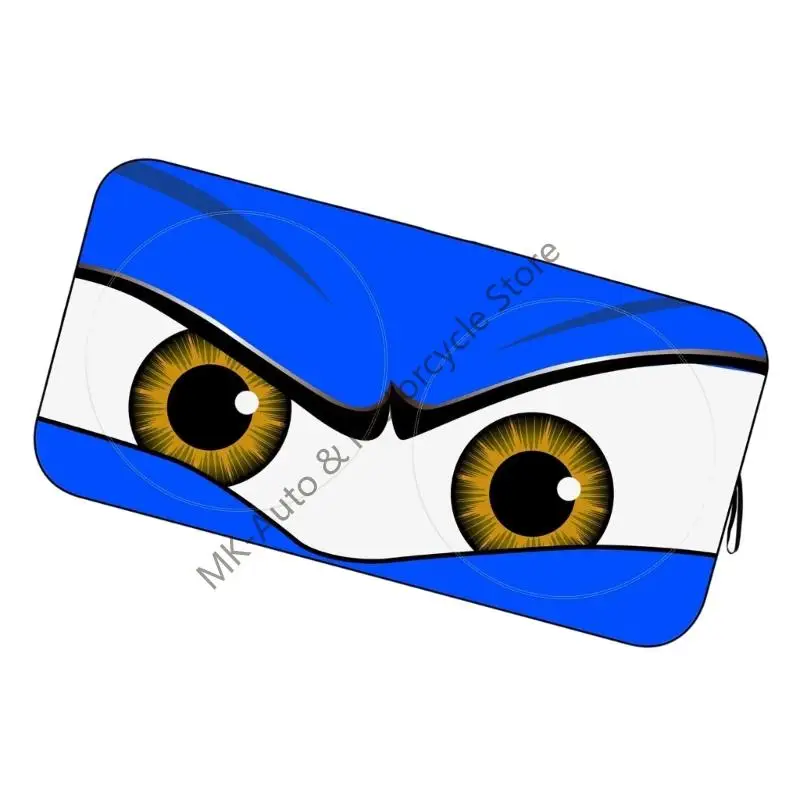 

F62F Funny Blue & Red Eyes Car Windshield Sun Shade (1-Piece) Foldable UV Sunshield with Funny Face Design, Fit for