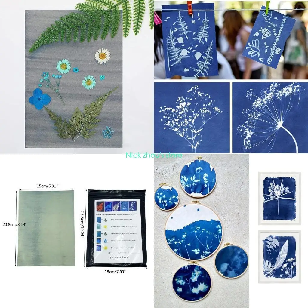 

E15E Cyanotype Paper High Sensitivity Sun Natural Printing Paper Solar Drawing Pa