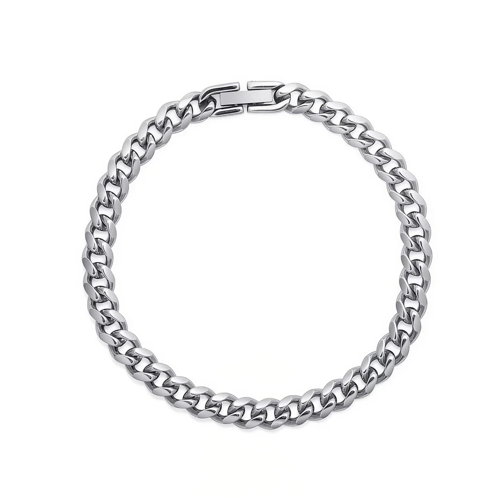 Hip-Hop Edelstahl Kubanisches Herrenarmband Vintage Silberfarbenes Gliederarmband Schmuck INS Damenarmband Accessoires – Detail 5