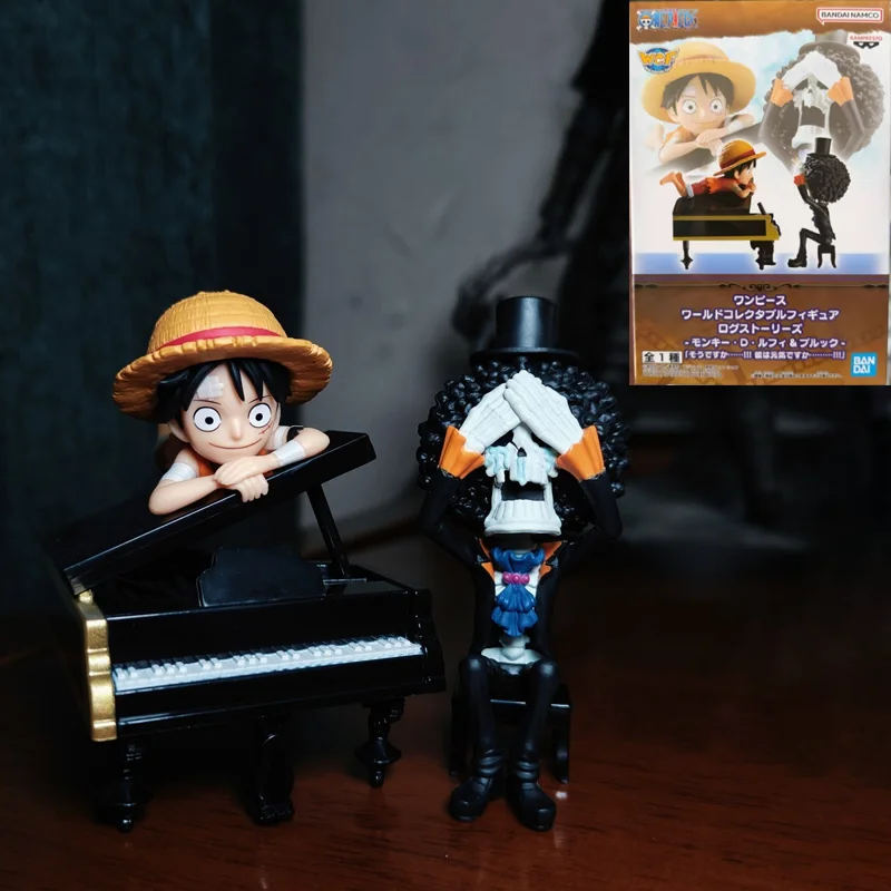 

in stock Genuine BANDAI BANPRESTO WCF ONE PIECE storyline Monkey D Luffy and BROOK Music pianist PVC Anime Figure Model Toy