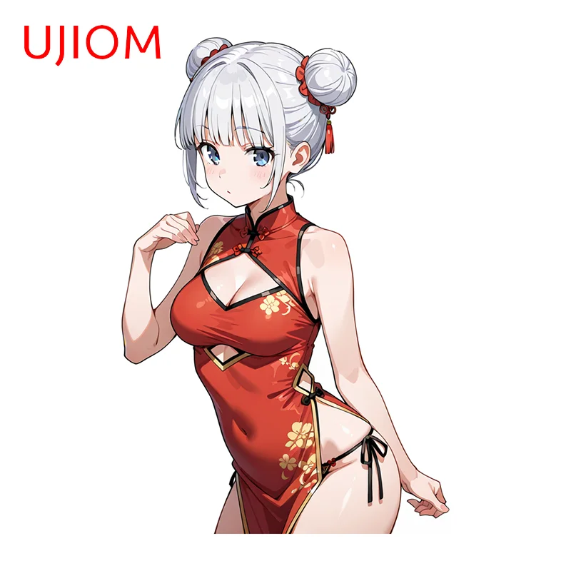 UJIOM Seductive Cheongsam Girl Big Chest Wall Sticker Trendy Attractive Adhesive Decal Suitable For Computer Case Decoration