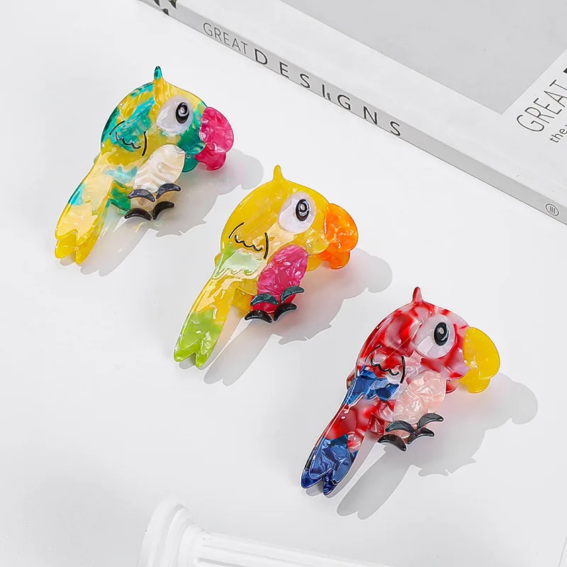 Original Design Cartoon Animal Birds Parrot Hair Claw Clips Cute Acetate Splicing Toucan Hair Clips Accessories for Women