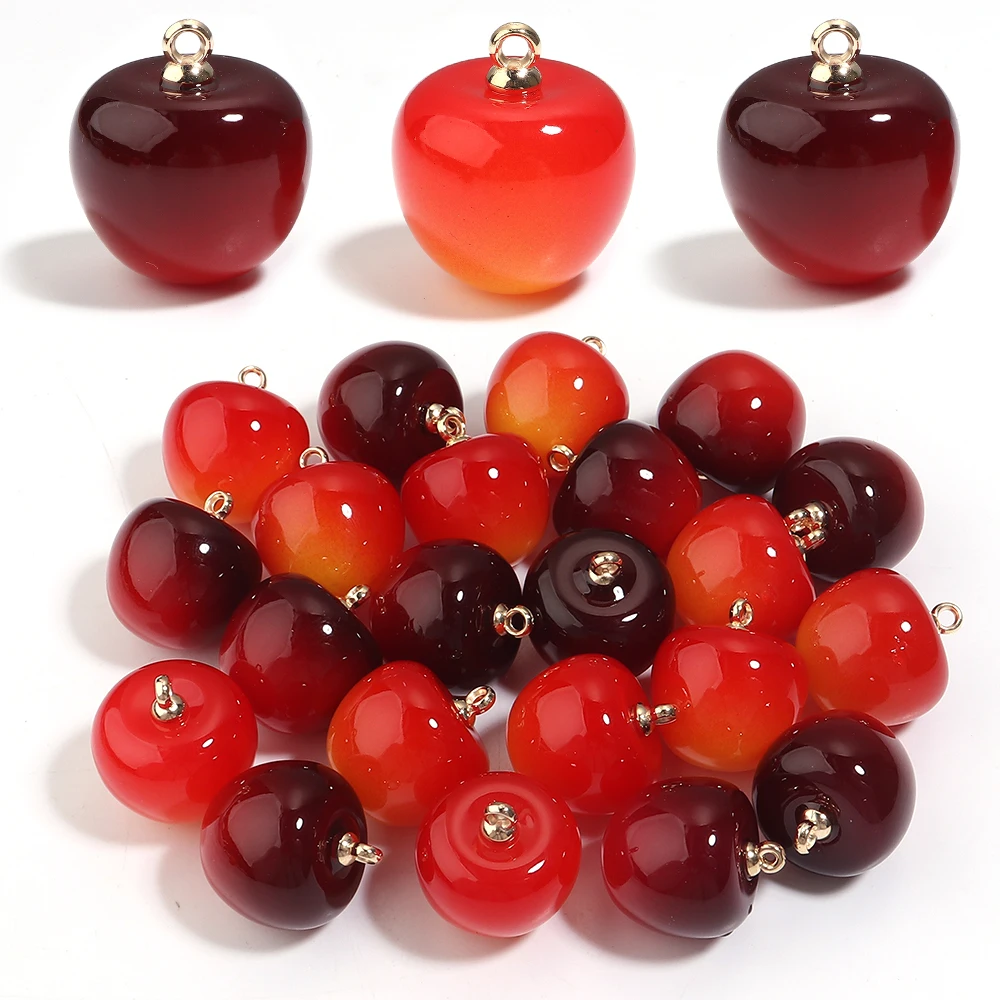 10pcs With Hanging Hole Fruit Acrylic Beads Cherry Beads Loose Beads For Jewelry Making DIY Bracelet Neckla Charms Accessories