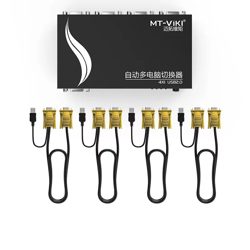 MT-Viki 4 منافذ USB KVM التبديل Hotkey حدد مع الكابلات الأصلية غلاف معدني دقة الكمبيوتر إدارة إرسال كابل MT-471UK-L