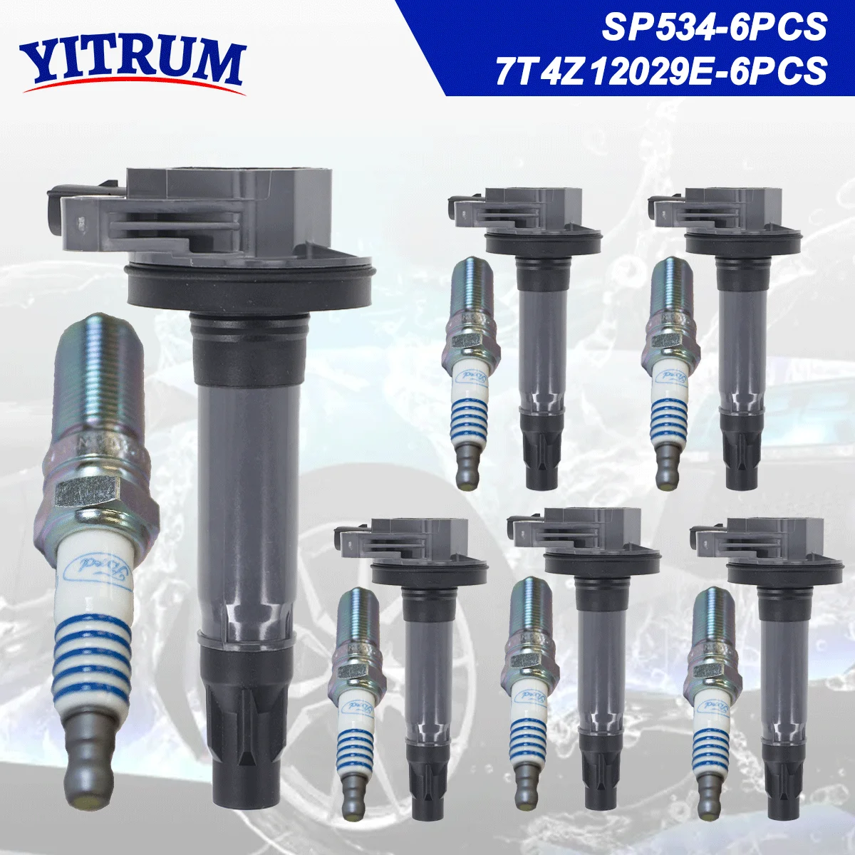 6PCS Ignition Coils + Iridium Spark Plugs For Ford Edge Explorer F150 Flex Fusion Mustang Taurus Lincoln MKS T X Z 7T4Z12029E