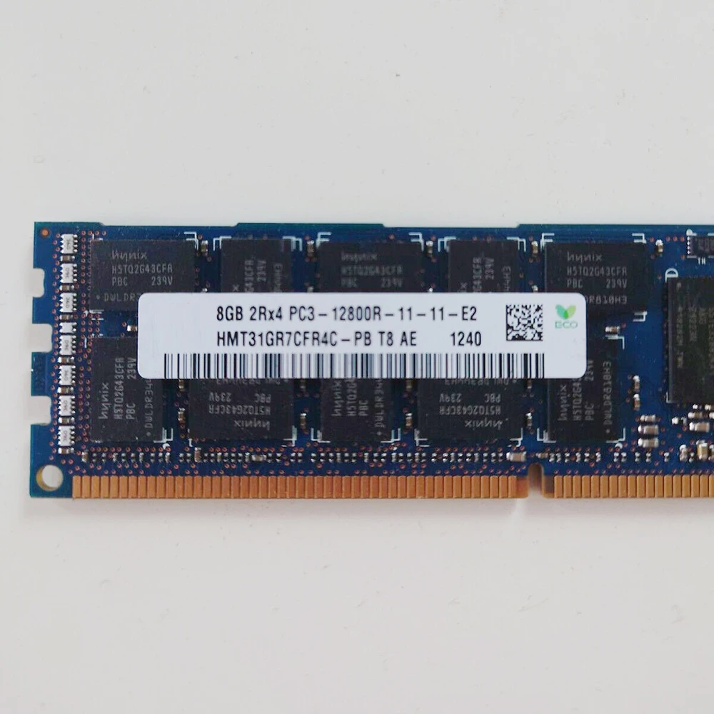 

1Pcs 8GB 8G 2RX4 PC3-12800R 1600MHZ DDR3 1600 Memory For SK Hynix RAM HMT31GR7CFR4C-PB
