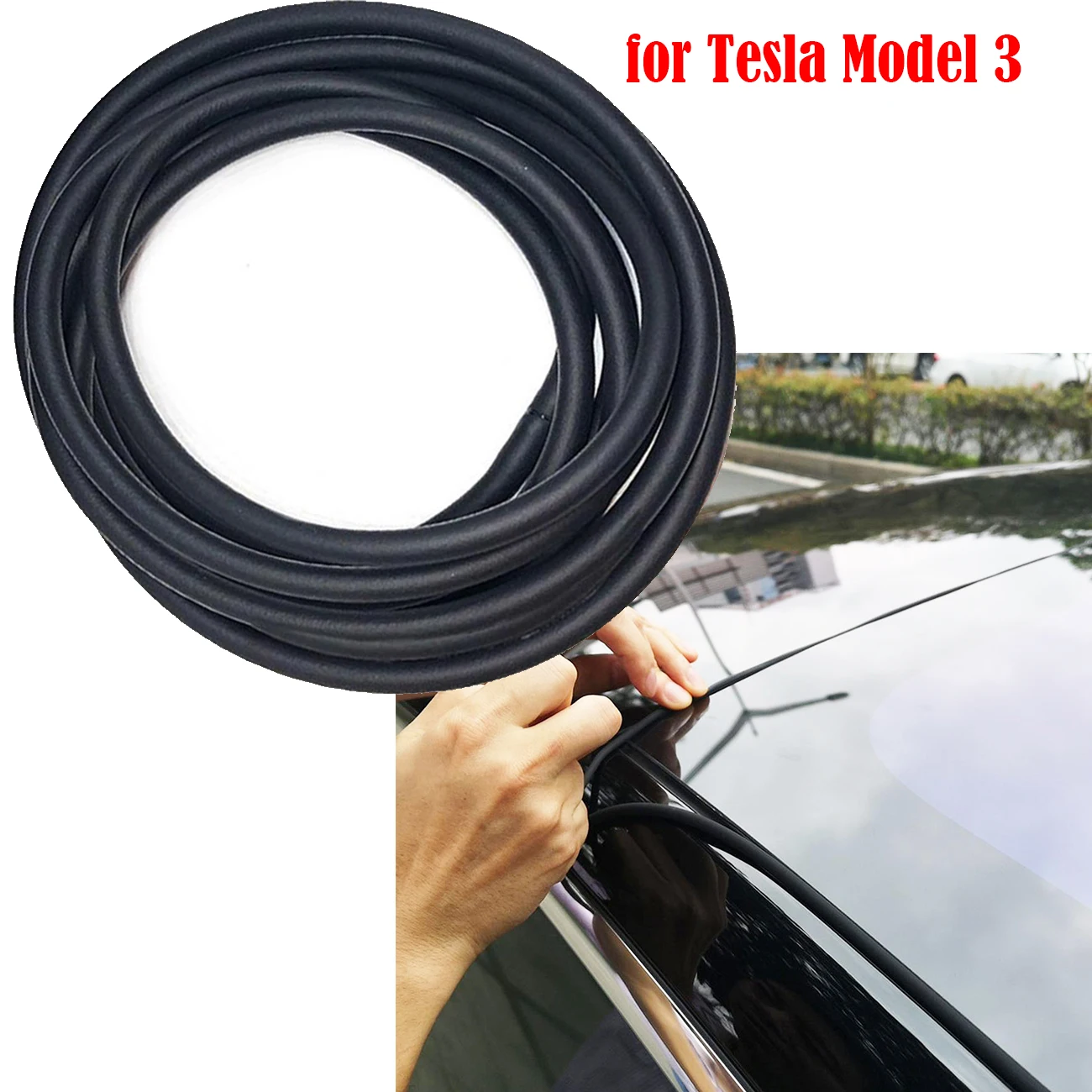 2.8M Car Roof Window Sealant Strip Sunroof Glass Seal Strip Noise Reduction Seal Strip for Tesla Model 3