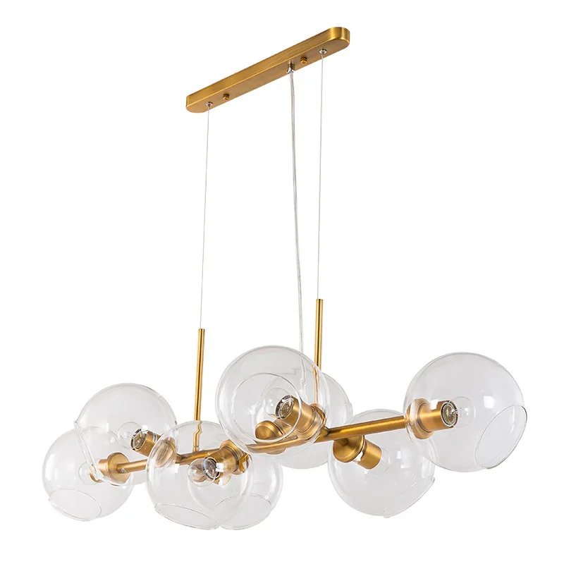 

Postmodern minimalist dining room glass cover chandelier study bedroom adjustable multi-head chandelier