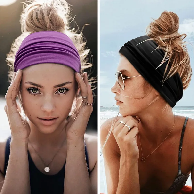 Sweatband for Men Women Elastic Sport Hairbands Head Bands Yoga Head Bands Headwear Headwrap Sports Outdoor Hair Accessories