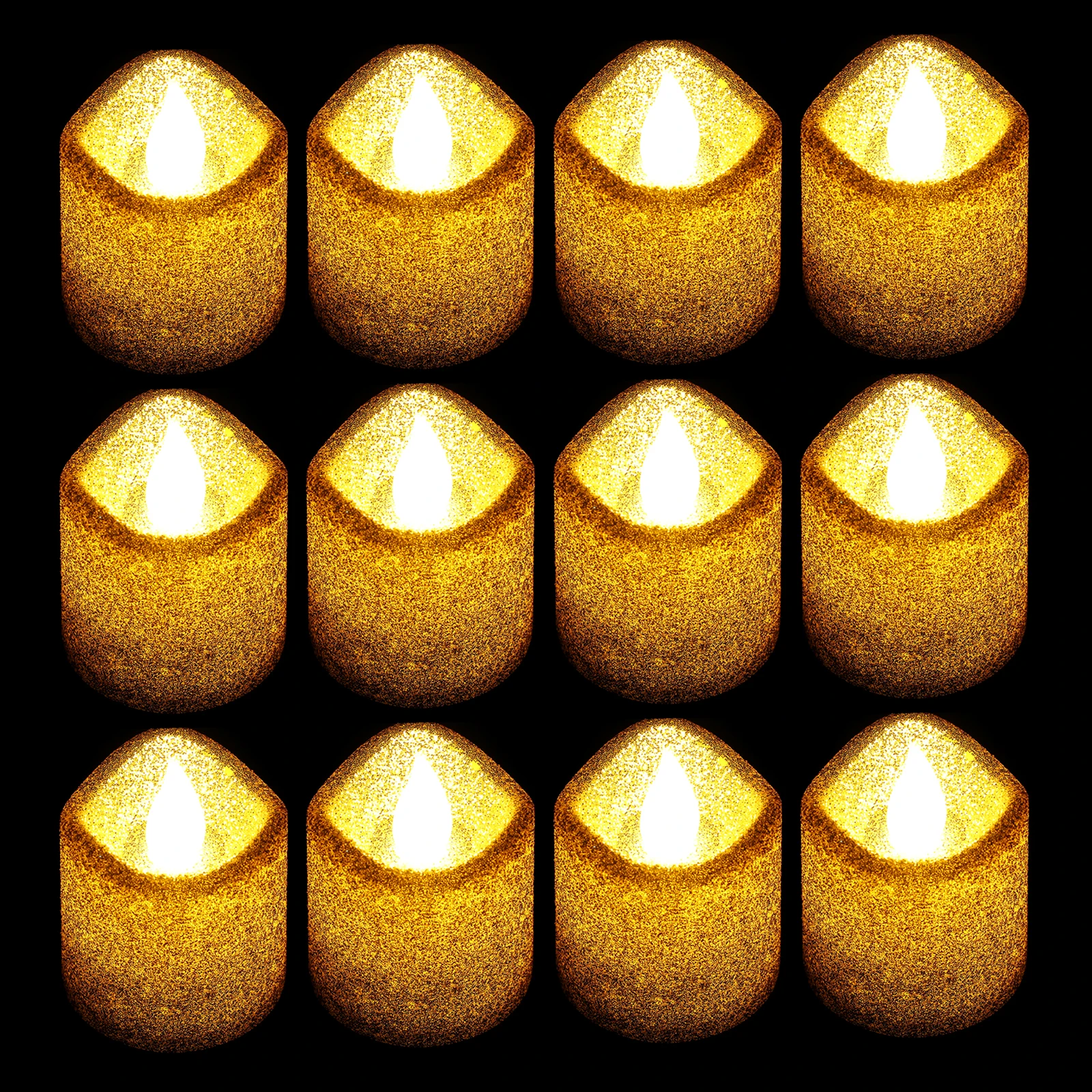 

24 Pcs Wave Gold Powder Lamp LED Celebration Lights Smokeless Flameless Mini Plastic Decorative Home