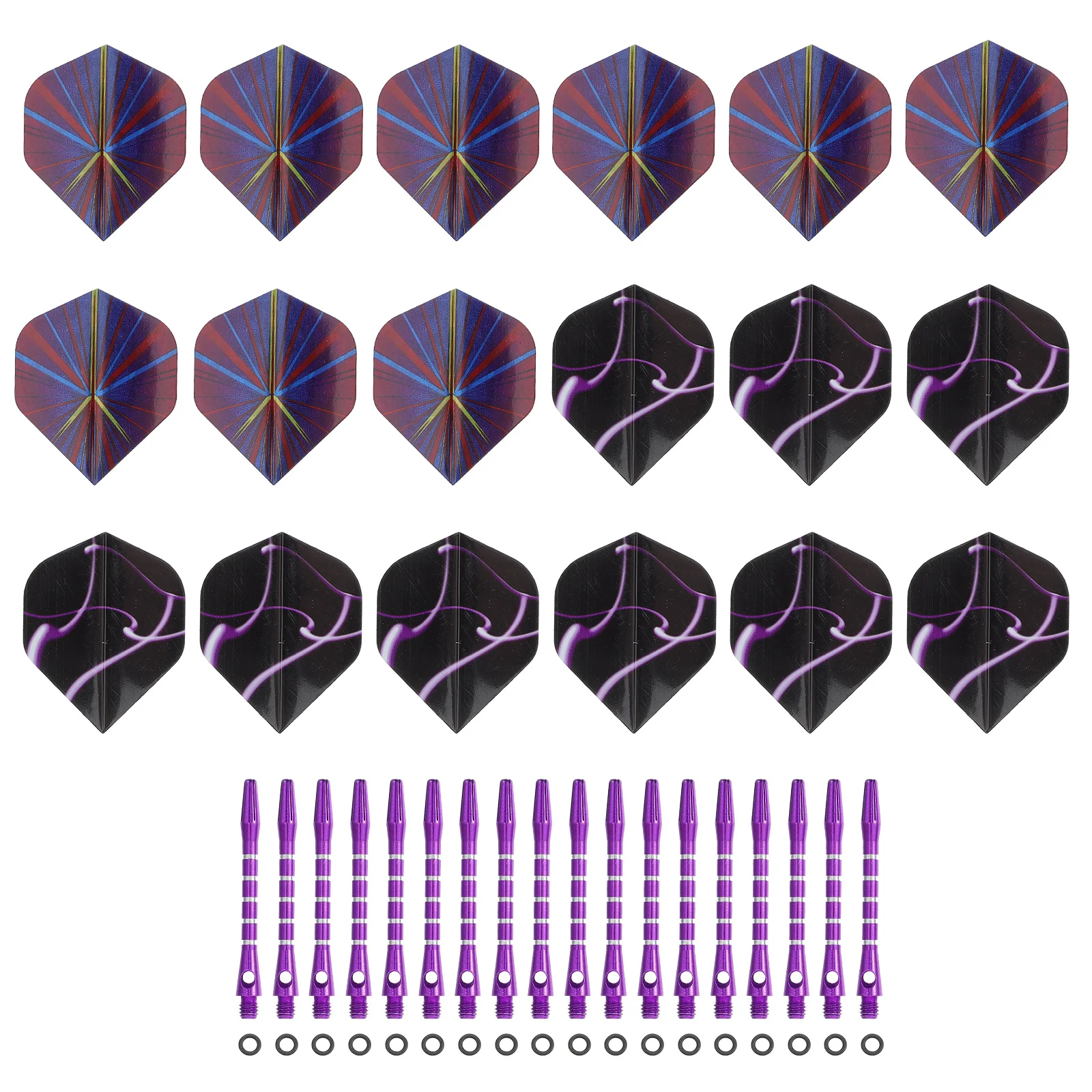 

18Sets Dart Accessories Kit Aluminum Alloy Shafts Flights O-Rings Lightweight Durable Portable for Dart Fans and Competitors
