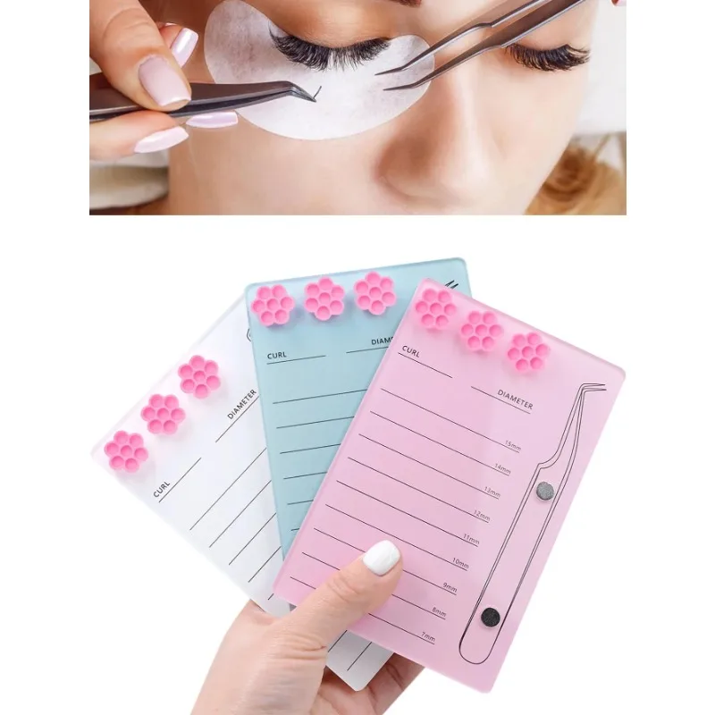 Eyelash Extension Scale Holder Magnetic Acrylic Lash Board with Glue Pallet Cup  False Eyelashes Pad Lash Makeup Tools Wholesale
