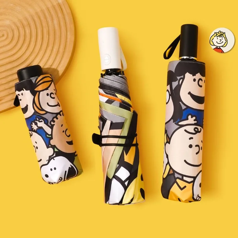 

Disney Snoopy Anime Sunscreen Portable Rain and Rain Umbrella Female Fully Automatic Folding Umbrella Student Sunshade Umbrella