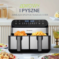 10L Hot Air Fryer Dual Basket for Easy Fry Touchscreen 2400w Electric Hot Fryer Oven Adjustable Time 8 Cooking Functions