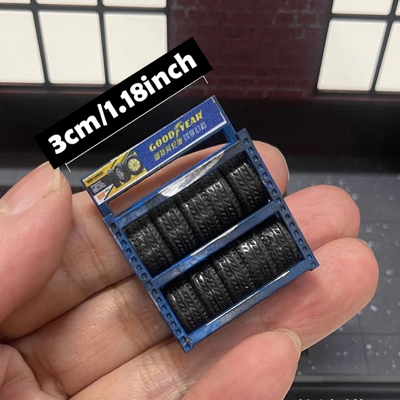 1/64 Scale Model Repair Shop Tire Rack Simulated Accessories Garage Display Model