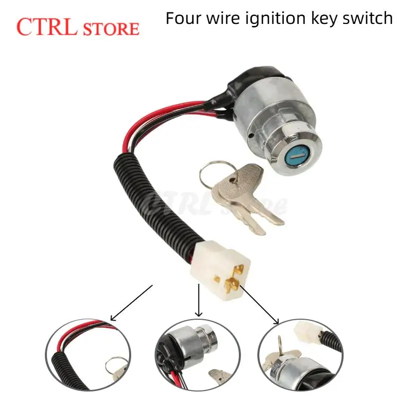 Four Wire Ignition Key Switch, Heavy Duty Start Lock Switch for Mini Pocket Bike Mini Dirt Bike