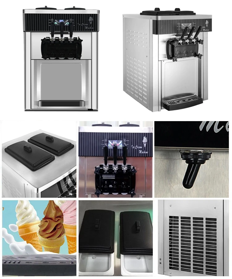 Ice Cream Maker 20-28L/h 3 Flavors Commercial Automated Table Top Yogurt Making Soft Serve Ice Cream Machine For Business Price