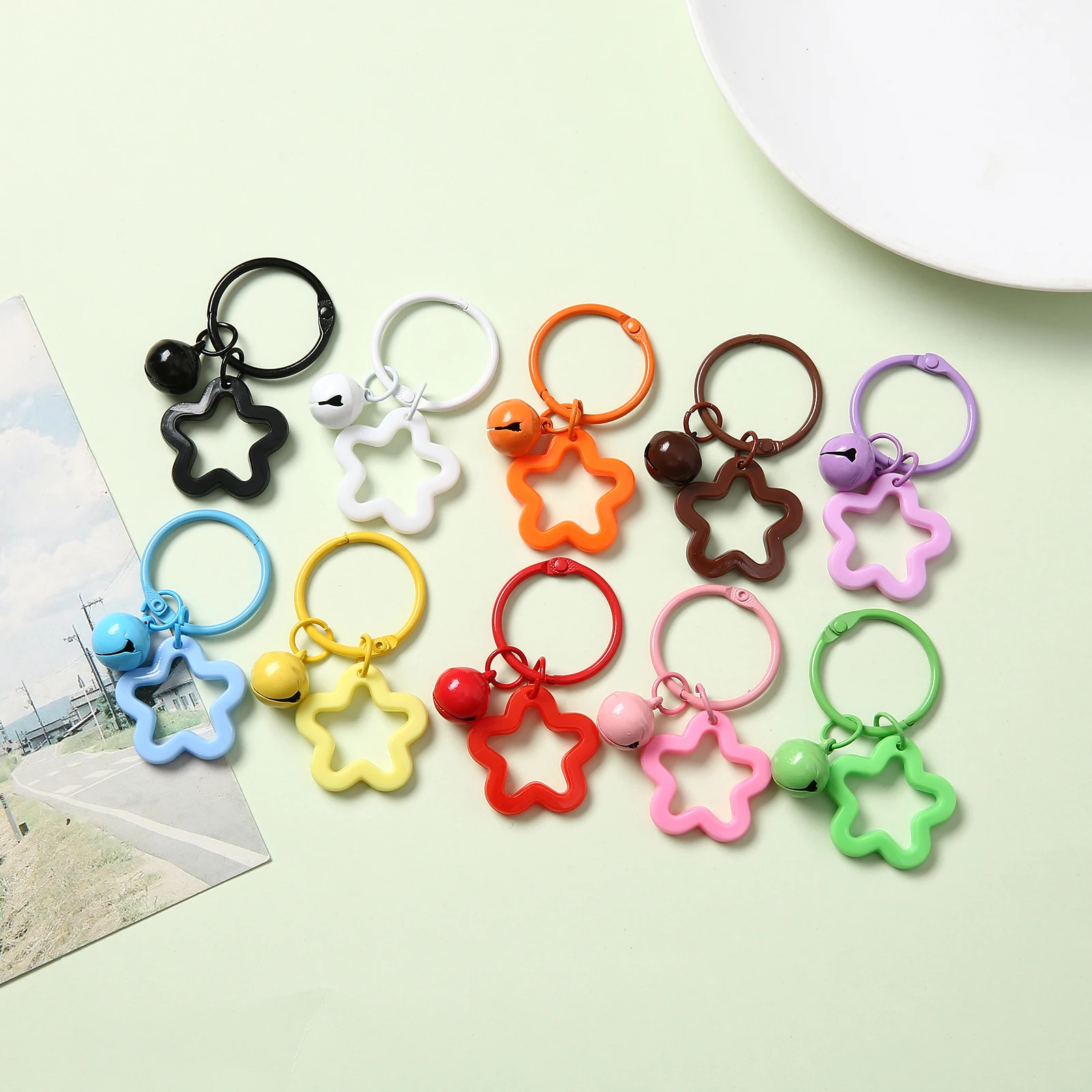 1/5/10/20pcs Five-pointed Stars Charms for Necklace Bracelet Earring Keychain Candy Color Bell Pendants Jewelry Making Supplies