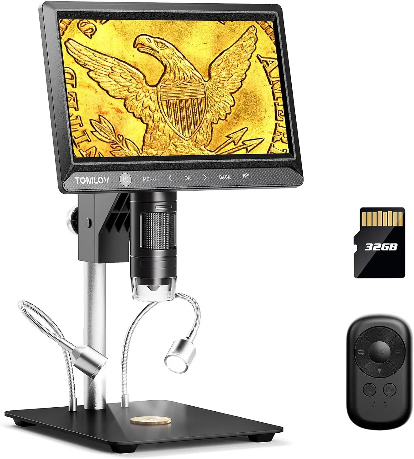 Tomlov-lcd Microscópio Digital para Reparação Eletrônica Microscópios de Solda Usb Coin Magnifier Pcb pc e Laptop 10.1 in 1300x Dm702