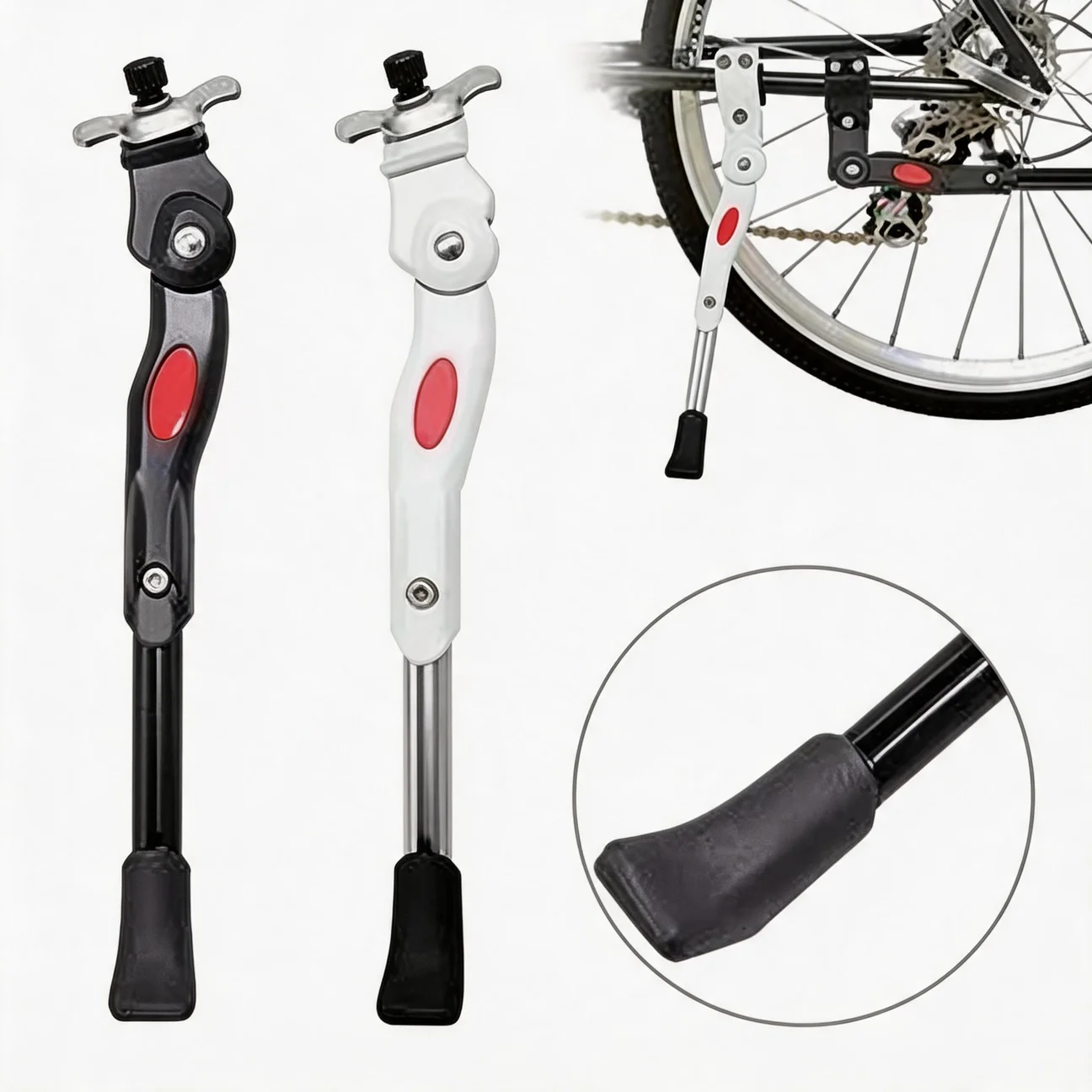 Bike Kickstand Height Adjustable Aluminum Alloy Bicycle Footrest with Non-Slip Foot for 22